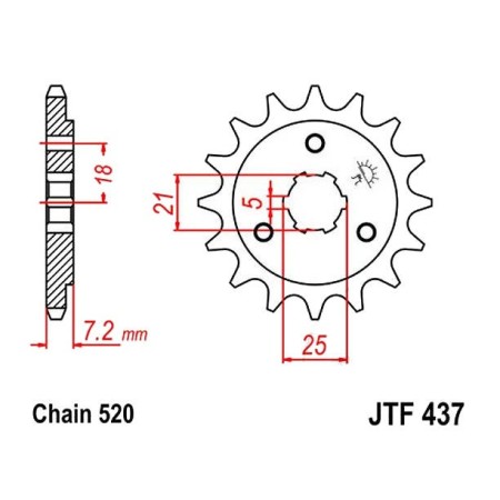 Service Moto Pieces|Transmission - Pignon - JTF-437 - 14 dents |Chaine 520|15,90 €