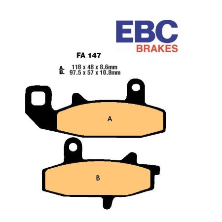 Service Moto Pieces|Frein - Jeu de Plaquettes - EBC - FA147R - Frittée - DR650|Plaquette|34,50 €