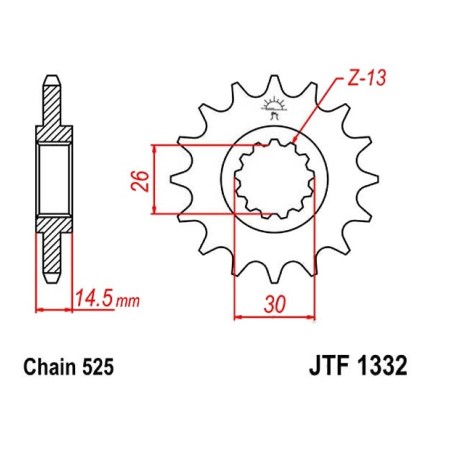 Transmission - Pignon - 525 - JTF-1332 - 14 dents - 