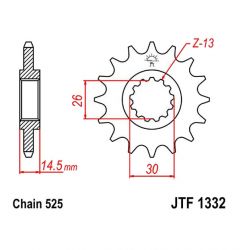 Service Moto Pieces|Transmission - Pignon - 525 - JTF-1332 - 17 dents - |Chaine 525|21,20 €
