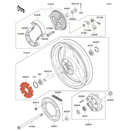 Service Moto Pieces|Transmission - Silent-bloc de couronne - EL250 - ... - .... - GPZ... - ZZR250 - 92075-1436|1997 - ER500 A|82,50 €