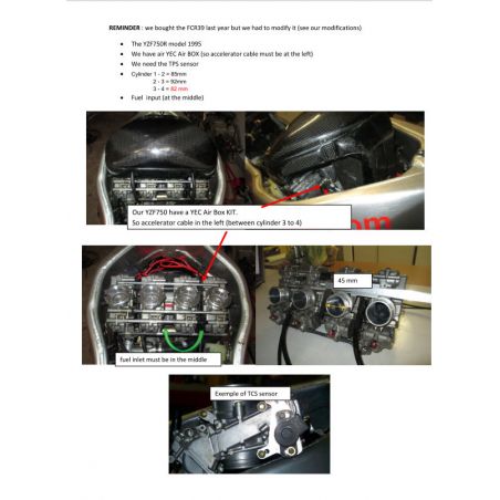 Service Moto Pieces|FCR39 - YZF750R  - rampe carburateur " Racing" - Keihin|Rampe inclinee|2 300,00 €