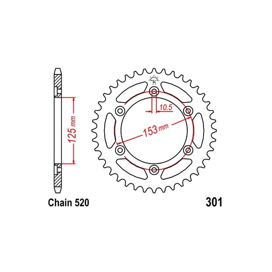 Service Moto Pieces|Transmission - Pignon sortie boite - 520 - JTF-283 - 15 Dents|Chaine 520|21,30 €