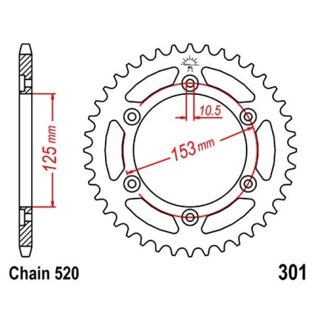 Transmission - Couronne - JTR 301 - 520 - 39 dents