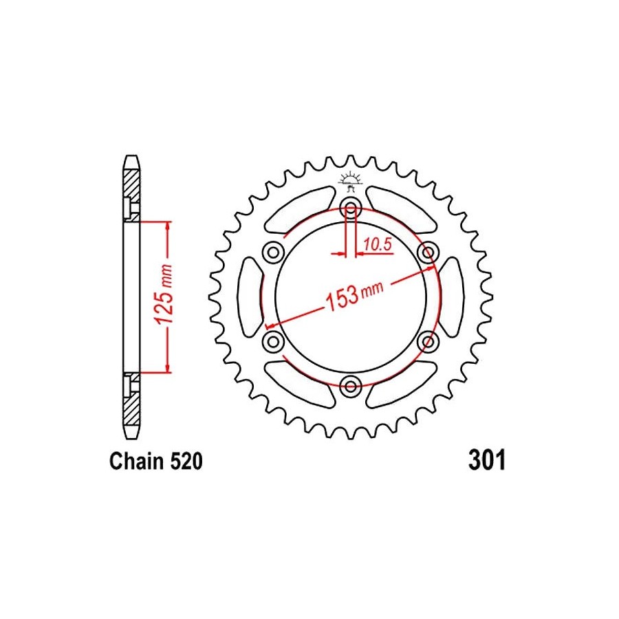 Transmission - Couronne - JTR 301 - 520 - 48 dents Transmission - Couronne - JTR 301 - 520 - 48 dents