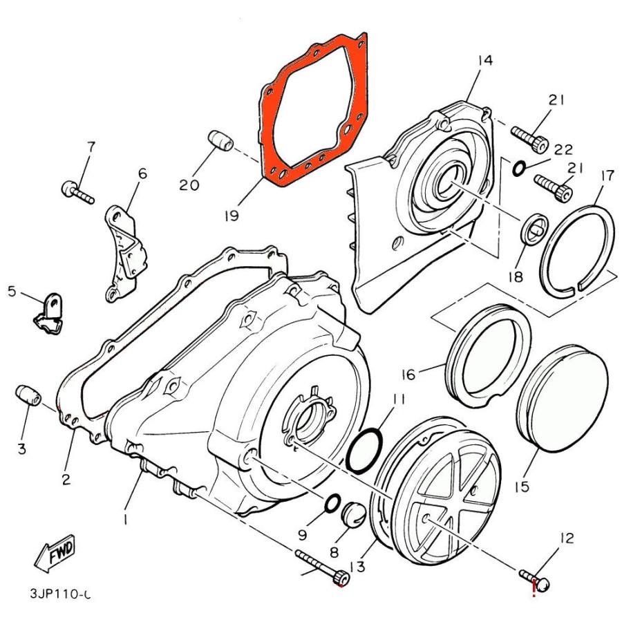 Moteur - Carter Gauche, joint - V-Max - 1200 - 3JP-15461-01