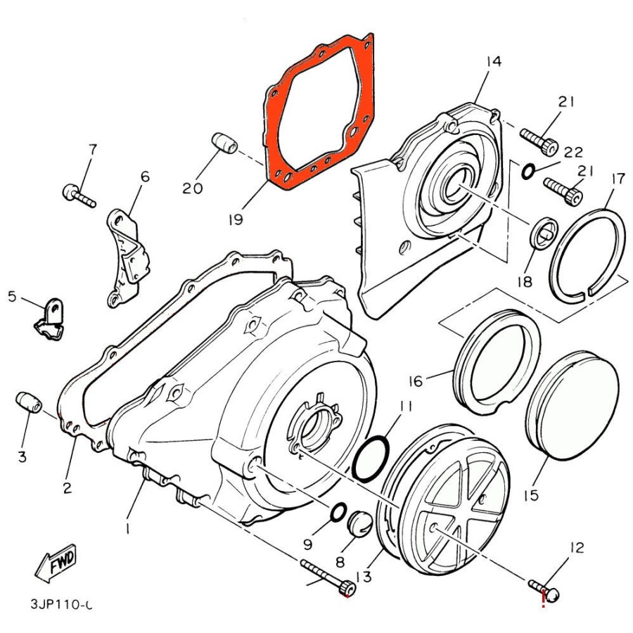 Moteur - Carter Gauche, joint - V-Max - 1200 - 3JP15-46101