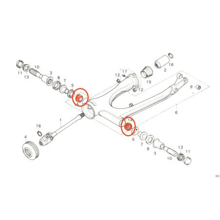 Service Moto Pieces|Bras oscillant - Roulement - (x1) - |bras oscillant - bequille|8,30 €