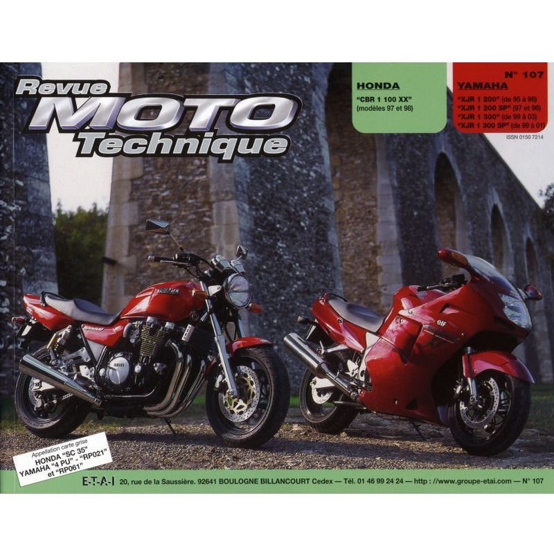 Service Moto Pieces|RTM - N° 107 - Version Papier - CBR1100 XX - XJR1200 - XJR1300 - Revue Technique moto|Revue Technique - Papier|39,00 €