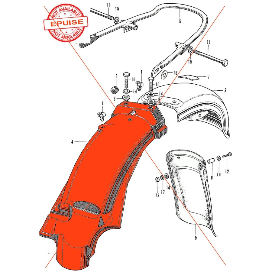 Service Moto Pieces|Garde boue arriere - CB750K0-K1|Garde boue|321,00 €