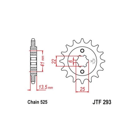 Transmission - Pignon - 525 - JTF-293 - 15 Dents 