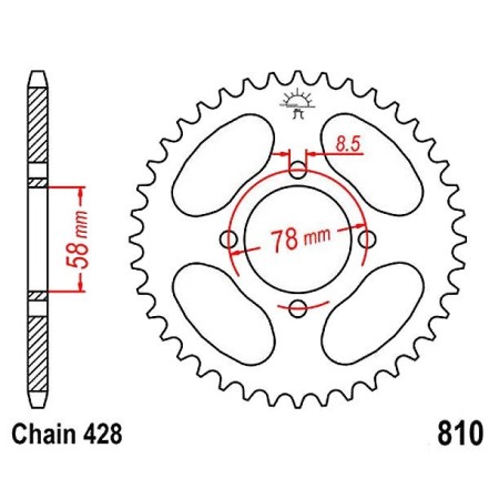 Service Moto Pieces|Transmission - Kit Chaine - DID-428 - 124-43-14 - Noir/Or|Kit chaine|66,00 €