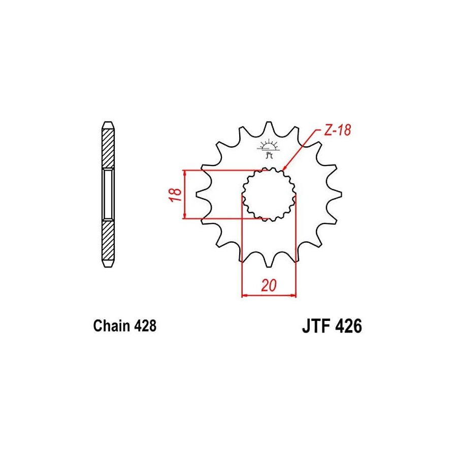 Transmission - Pignon - JTF-426 - 428 - 14 dents