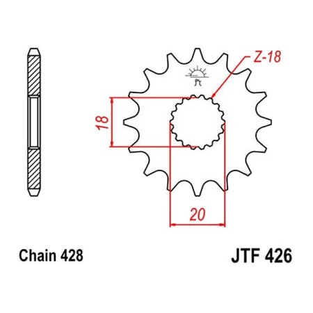 Transmission - Pignon - JTF-426 - 428 - 14 dents