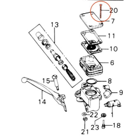 Frein - Vis M4 x37 (x1) - Maitre cylindre Avant 4 vis -