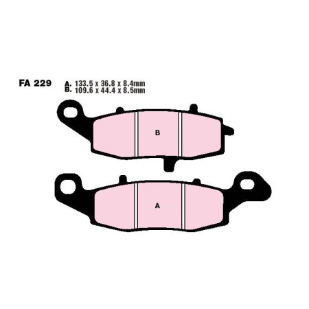 Frein - Jeu de Plaquettes - Gauche - EBC - Metal fritté - Sport - FA-229-HH