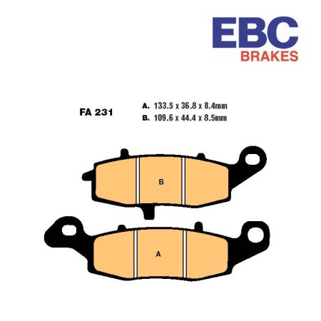 Service Moto Pieces|Frein - Jeu de Plaquettes - Droite - EBC - FA231 V - Semi-Fritté|Plaquette|34,50 €