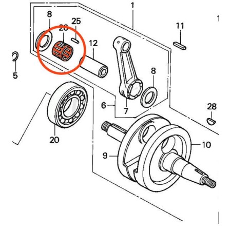 Service Moto Pieces|Moteur - Roulement - cage a aiguille - Axe de piston|1998 - NSR125 R|15,50 €