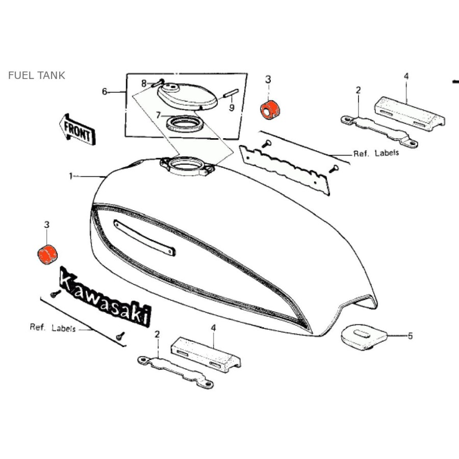 Reservoir - Silent bloc - support avant de reservoir - (x1) - 92075-101 