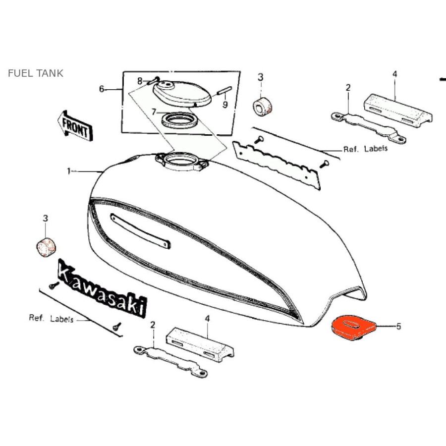 Service Moto Pieces|Embleme de reservoir - Kawasaki - 56014-1013 - Z1-900 - Z400 - 122mm|Reservoir - robinet|18,50 €