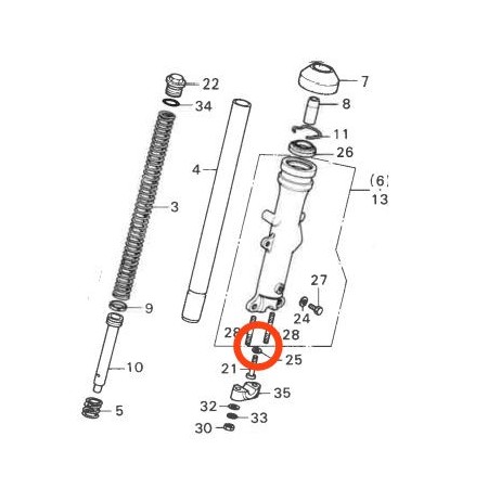 Fourche - Rondelle - Vis de serrage tube plongeur