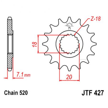 Service Moto Pieces|Transmission - Pignon sortie boite - JTF 427 - 520-11 dents|Chaine 520|16,90 €