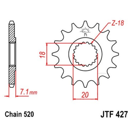 Service Moto Pieces|Transmission - Pignon sortie boite - JTF 427 - 520-11 dents|Chaine 520|16,90 €