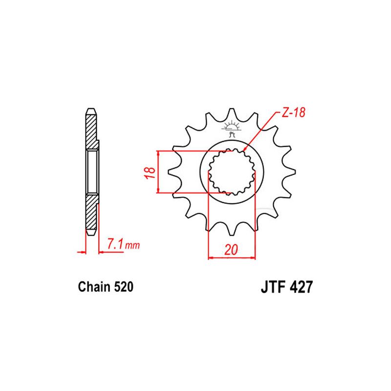 Service Moto Pieces|Transmission - Pignon sortie boite - JTF 427 - 520-12 dents|Chaine 520|16,90 €
