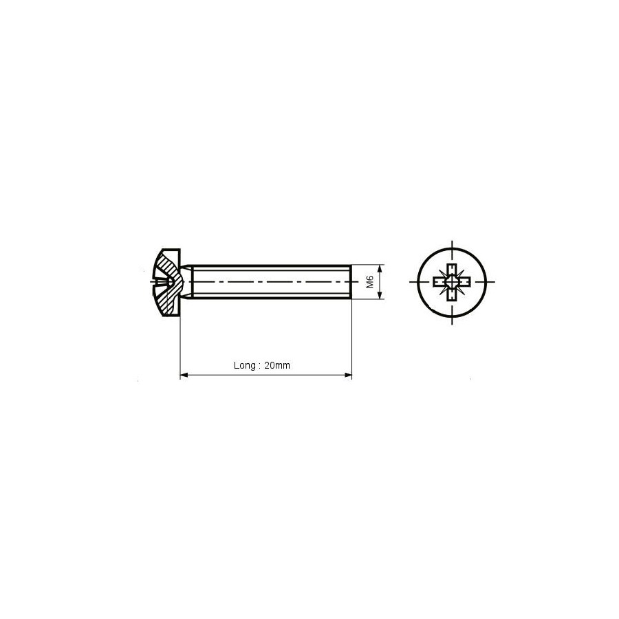 Service Moto Pieces|Moteur - Vis M6 x25 mm - (x1) - Cruciforme - bombée|Vis - Tete Plate, bombée - DIN7985|0,50 €