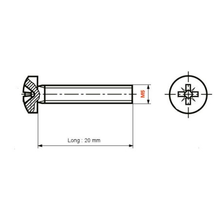 Service Moto Pieces|Moteur - Vis M5 x20 mm - (x10) - Cruciforme - bombée|Vis - Tete Plate, bombée - DIN7985|3,50 €