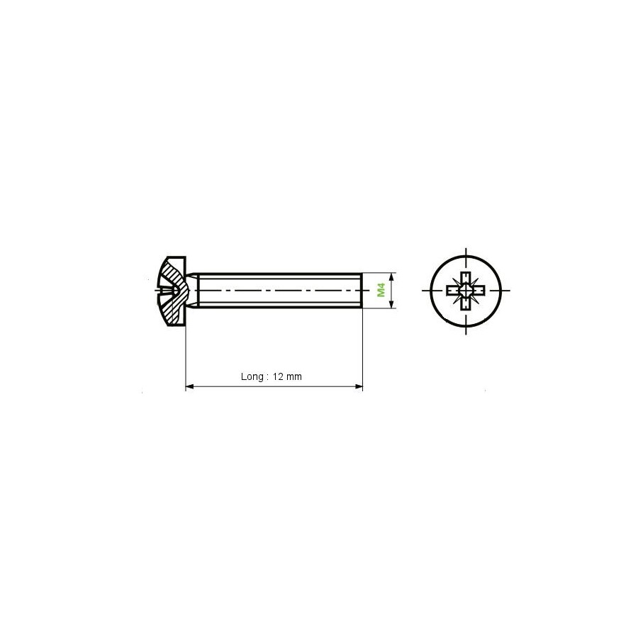 Moteur - Vis M4 x12 mm - (x1) - Cruciforme - bombée