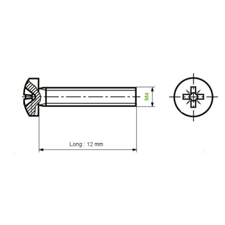 Moteur - Vis M4 x12 mm - (x1) - Cruciforme - bombée