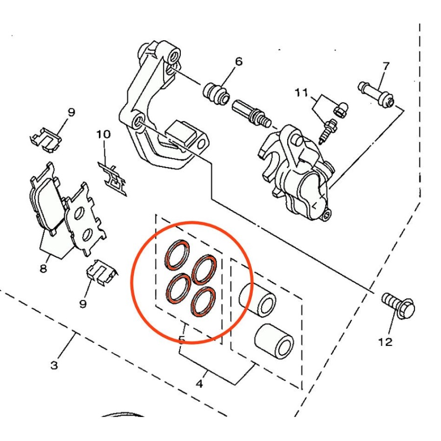 Frein - Etrier - Avant - Joint de piston - 4FU-W0047-50 - SR125 - TDR125 - TZR125 - ... - ...