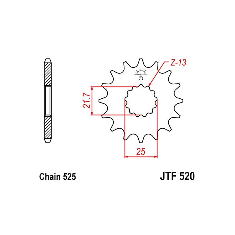 Service Moto Pieces|Transmission - Pignon - 525 - JTF-520 - 14 Dents|Chaine 525|13,90 €
