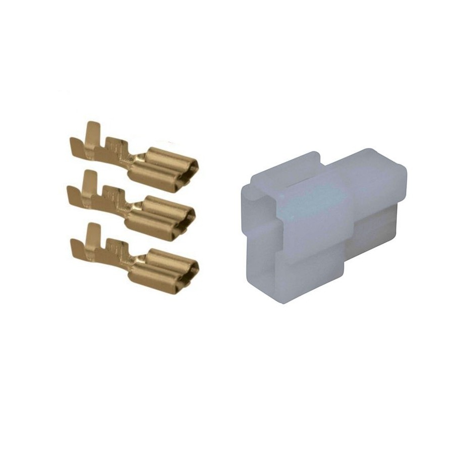 Connecteur - 3 broches Femeles + cosses - (250 Series) - 6.3mm Connecteur - 3 broches Femeles + cosses - (250 Series) - 6.3mm