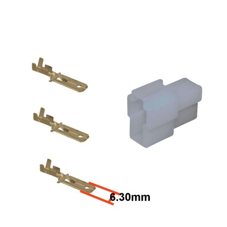 Connecteur - 3 broches males + cosses - (250 Series) - 6.3mm