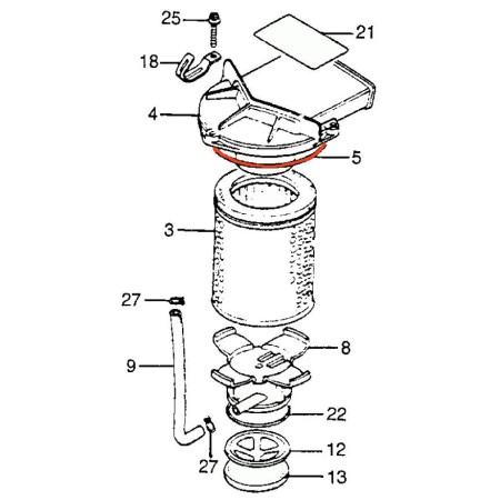 Joint torique - Filtre a air - boitier superieur - CM400T