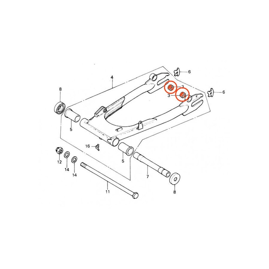 Service Moto Pieces|Bras oscillant - bague (x1) - CB350K|bras oscillant - bequille|32,10 €