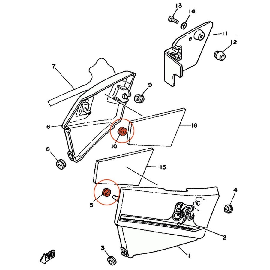 Service Moto Pieces|Silent-Bloc - rond - 904-80122-96|Cache lateral|3,50 €