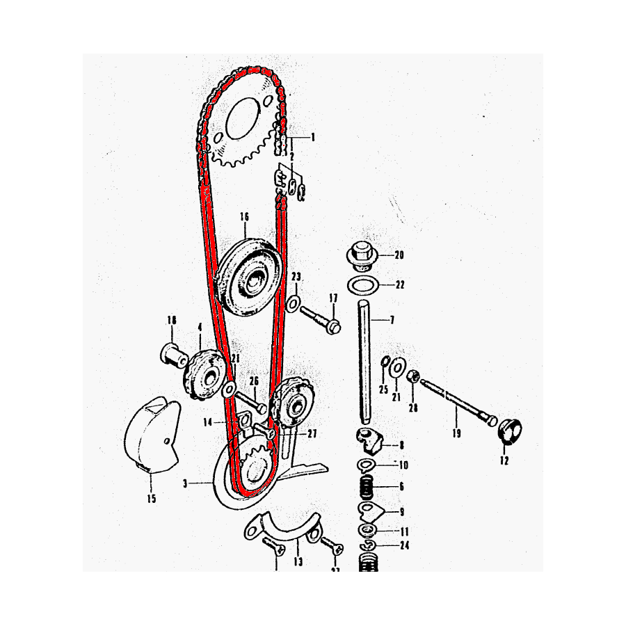 Distribution - Chaine Ouverte - 219H - 78 Maillons + attache a sertir - C92, C95, CA92, CA95, CB125K, SS125, CD125, CL125 - .