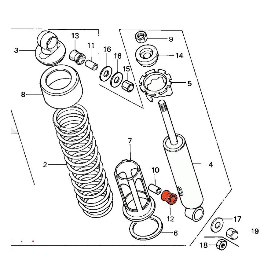 Service Moto Pieces|Amortisseur - oeillet - oeillet - YSS - 320mm  - VT750 - VT1100|Amortisseur|264,00 €