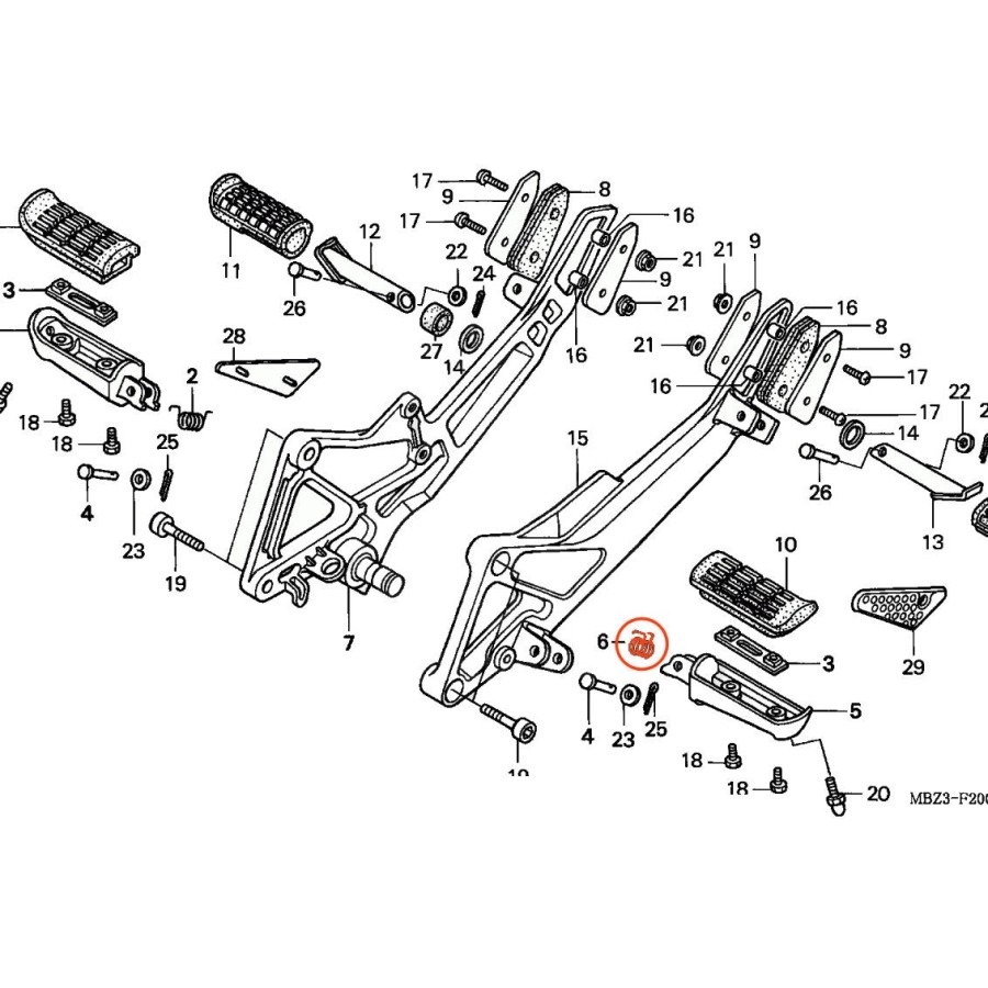 Service Moto Pieces|Cale pied - Rond - Arriere - CBR-VFR-VTR-NTV|Cale Pied - Selecteur|22,90 €