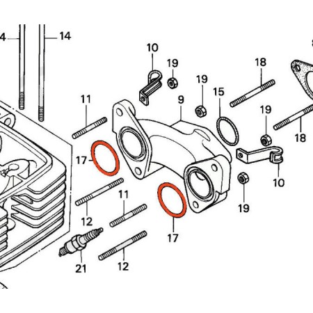 Moteur - Pipe admission - joint torique coté moteur - (x1) - ø 25.50 x2.50mm - CM125C