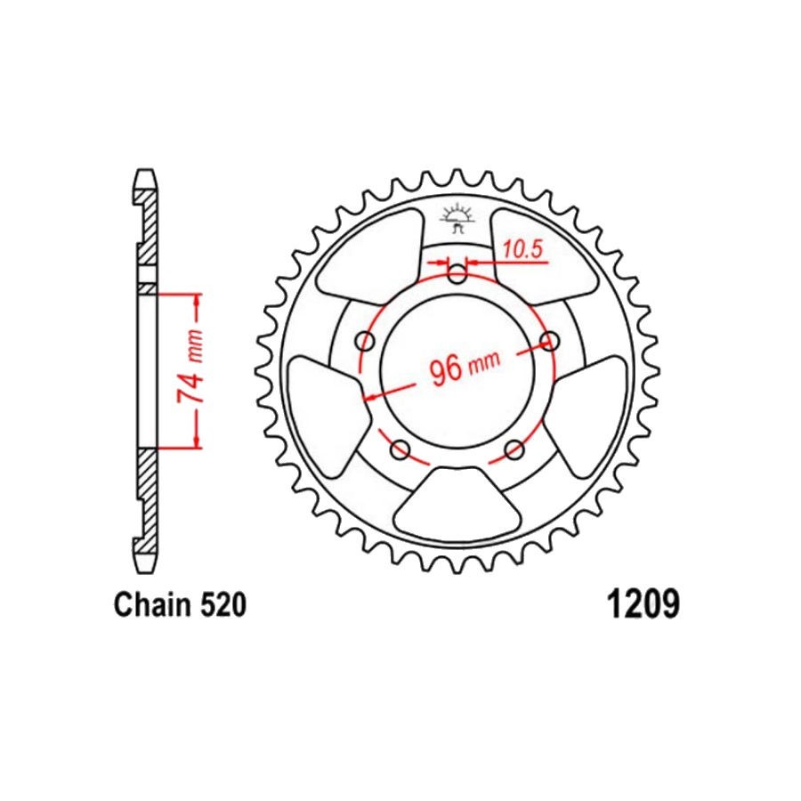 Service Moto Pieces|Transmission - Couronne - JTR - 245/2 - 520/44 dents|Chaine 520|36,80 €