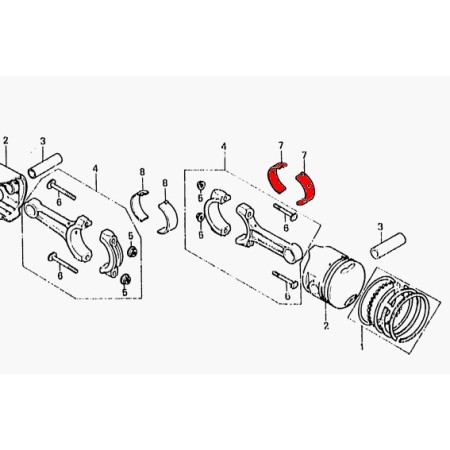 Moteur - 1/2 Coussinet - bielle - C - MARRON (avec trou) - GL1100 - GL1200