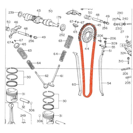 Distribution - Chaîne - 219T - 92 Maillons - Ouverte - CB250G - CB360 - ...