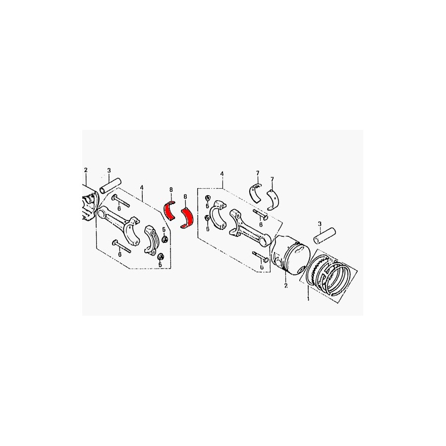 Moteur - 1/2 Coussinet - bielle - D - VERT - GL1100 - GL1200