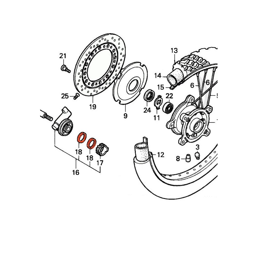 Roue avant - Rondelle entraineur de compteur - (x1) - XRV750 (RD04)