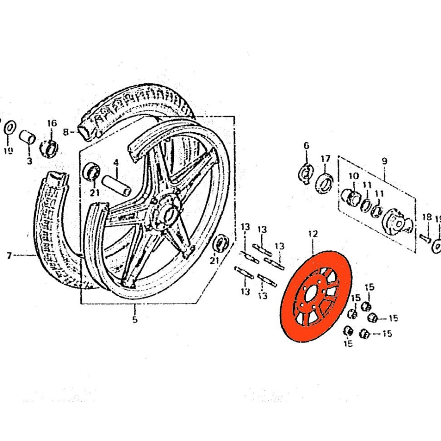 Service Moto Pieces|Frein - Disque - Avant Droit/Gauche - CB250/400750/900... CBX1000 - GL1100|Disque de frein|135,00 €