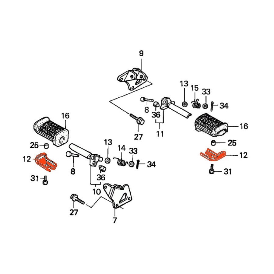 Service Moto Pieces|Cale Pied - Avant - caoutchouc - 50661-110-000 - CB100K - CB125S - CB175K - CB250K - CB350K - CB750K - CB750K0|Cale Pied - Selecteur|4,99 €